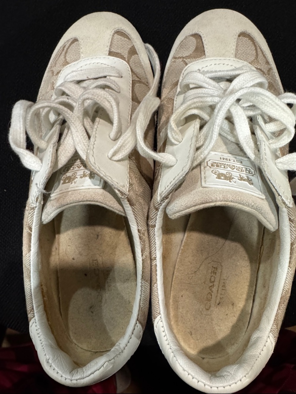 COACH Beige and White Signature Low-Profile Sneakers - Picture 6 of 10